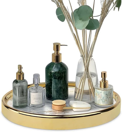 Round Marble Decorative Tray, Coffee Table, Perfumes and Home Decor, Luxury by Decor+Trends