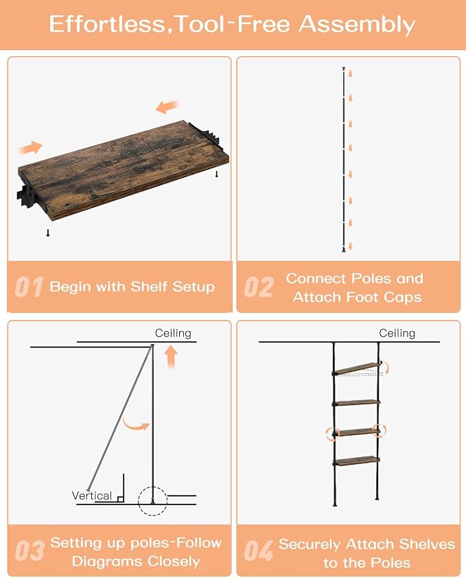 ALLZONE Adjustable Tall Narrow Bookshelf - Image 7