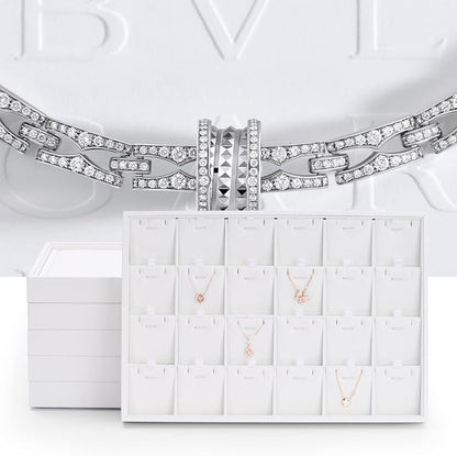 Oirlv Premium White Leather Stackable Jewelry Tray 12 Grid Jewelry Drawer - Image 2