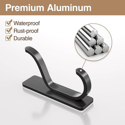Adhesive Wall Hooks for Hanging: 2-Pack Coat Hooks for Towel, Stick On Hangers - Image 6