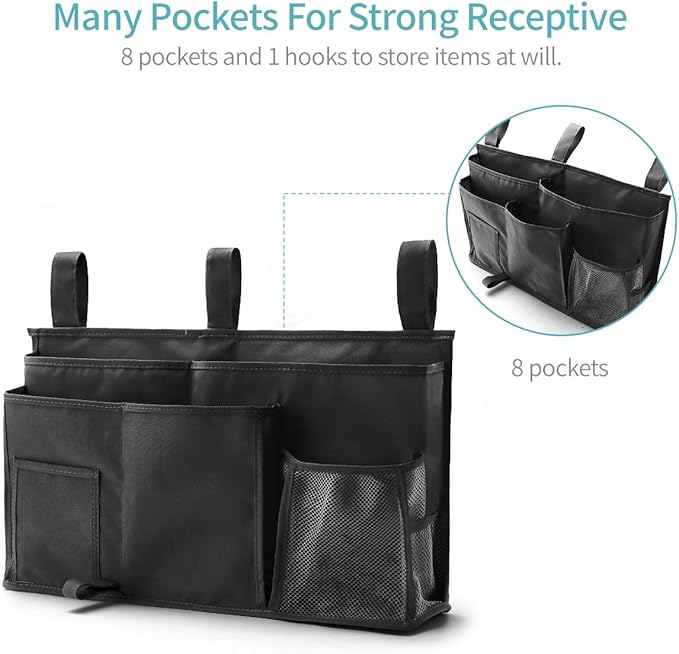 Bseash Bunk Bed Organizer, Bedside Caddy Hanging Bed Organizer Storage Bag 8 - Image 2