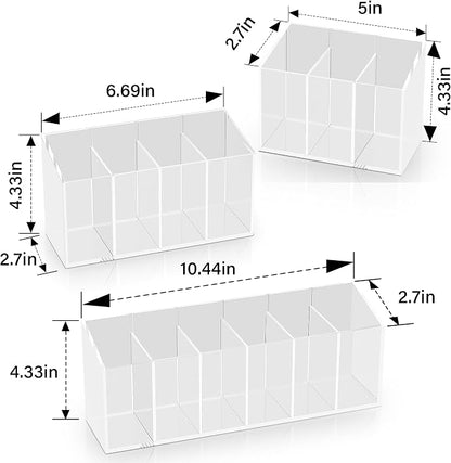 Acina 2PCS Clear Makeup Brush Holder Organizer Acrylic 3-Slots Cosmetic Brushes - Image 5