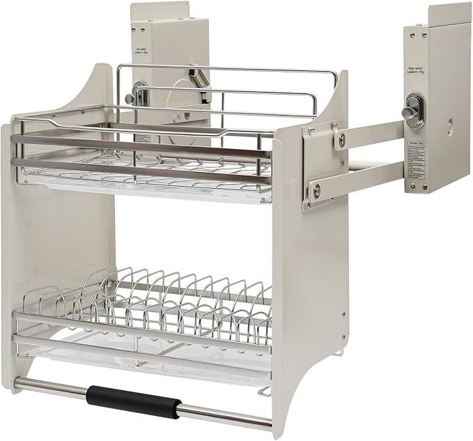 DYRABREST Pull Down Cabinet Organizer, Stainless Steel 2-Tier Pull-Out Kitchen by DYRABREST