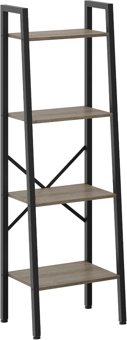 Hoctieon 4-Tier Industrial Ladder Bookshelf, Narrow Ladder Shelf, Tall Standing - Image 9