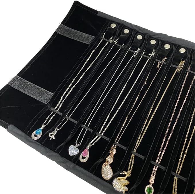 Portable Jewelry Roll Untangled Secure Necklace Travel Storage Bag Displays - Image 3