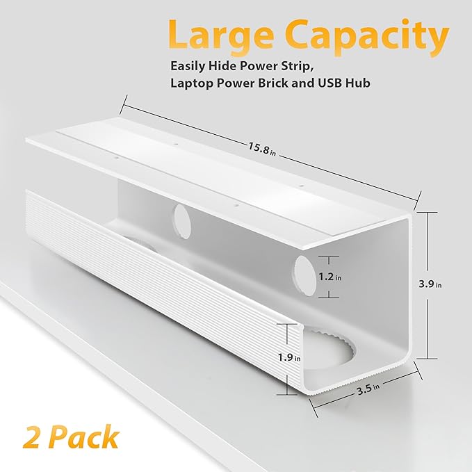 ZhiYo 2 Pack Large Capacity Cable Management Tray, Under Desk Cable Tray 31.5in - Image 2