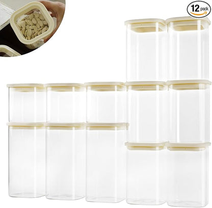 12pcs Square Glass Pantry Storage Containers by CozNido