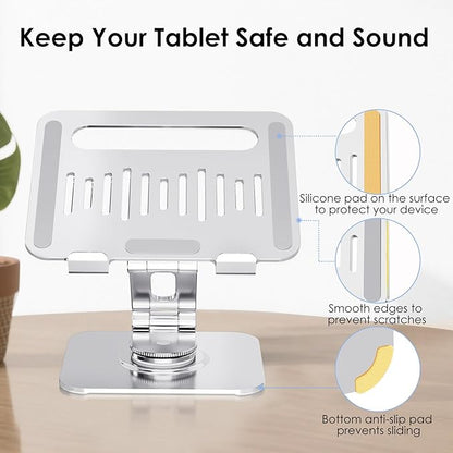 Tablet Stand for Desk, 360° Swivel for iPad Holder, Aluminum Adjustable Tablet - Image 5
