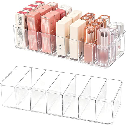 2 Pack Clear Acrylic Makeup Organizers, 7-Section Bathroom Organizer by Unknown