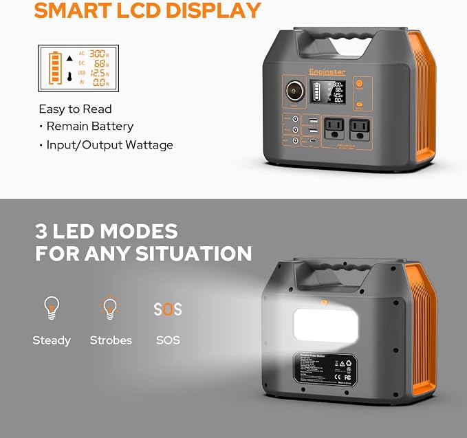 Portable Power Station EnginStar 300W Solar Generator 110V 296Wh Power Bank Two - Image 7