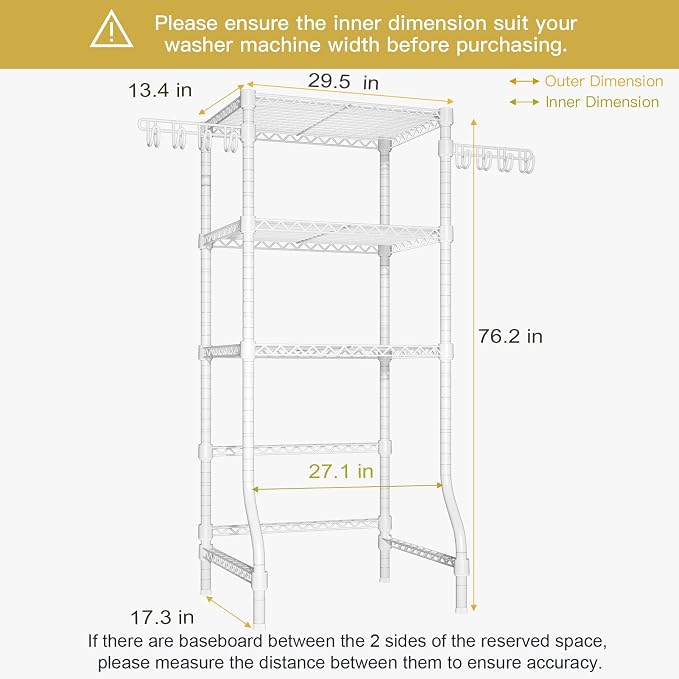 Ulif U8 Mini Laundry Room Storage Organizer, Over The Washer and Dryer Storage - Image 3
