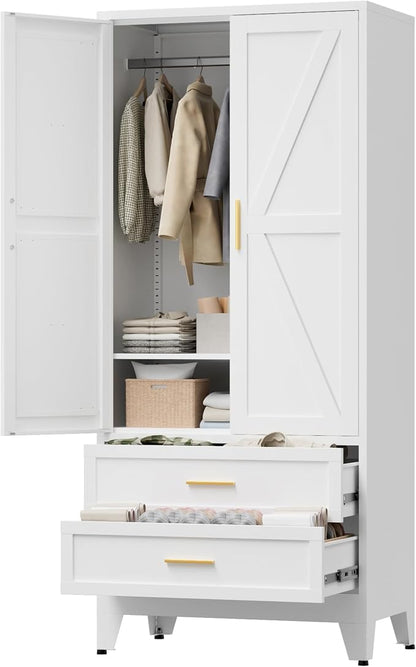 71" Tall Metal Wardrobe Cabinet by LCAOPC