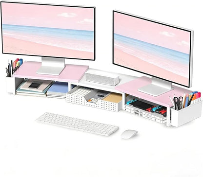 OPNICE Wood Desk Organizers and Accessories, Dual Monitor Stand Riser by OPNICE