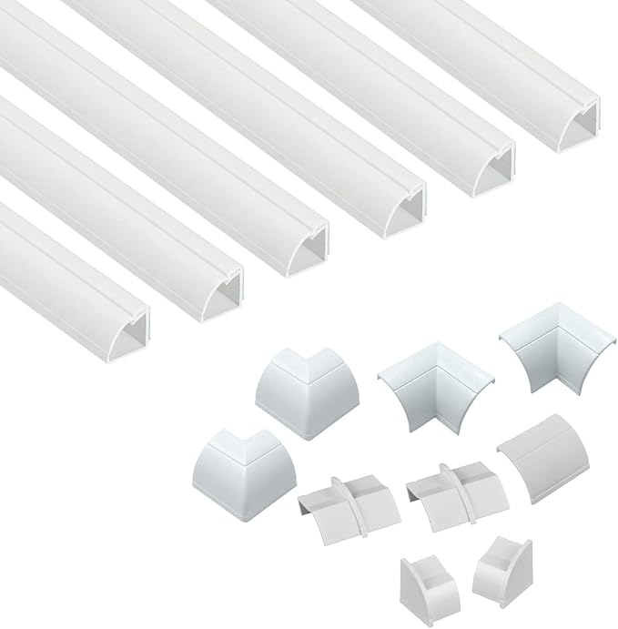 D-Line 30ft White Corner Cable Concealer Multipack, Floor Wire Hider, Quarter by D-LineUSAinc