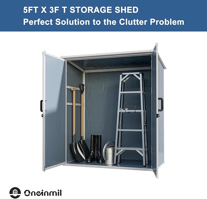 Outdoor Storage Shed, 5x3FT Resin Shed - Image 5