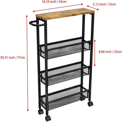 Slim Rolling Cart 4 Tier Narrow Storage Cart on Wheels - Image 7