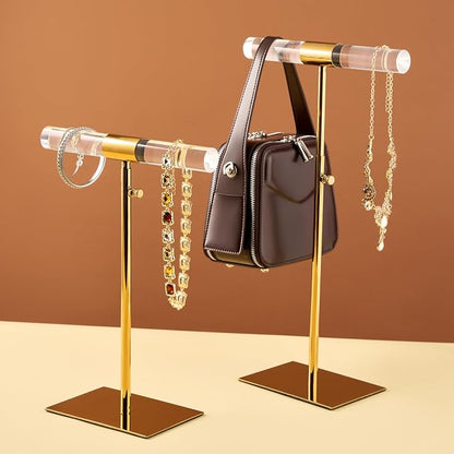 Set of 2 Acrylic Display Stand Jewelry Towers Stands Stainless Steel Adjustable - Image 3