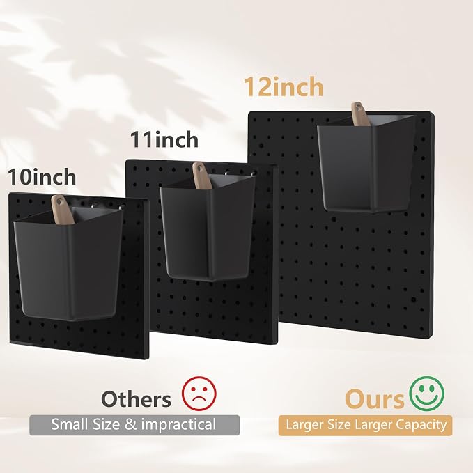 FZK PegBoard, 4 Pack Peg Board, ABS Black Pegboard, Pegboard Wall Organizer - Image 3