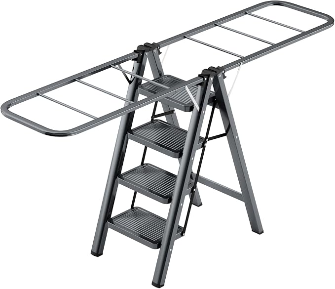 Multi-Functional 5 Step Ladder Used as Clothes Drying Rack, Sturdy Carbon Steel by WelcomeToOQY