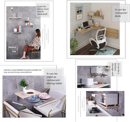 Folding Shelf Brackets, Max Load 300 lb, Heavy Duty Stainless Steel Collapsible - Image 7