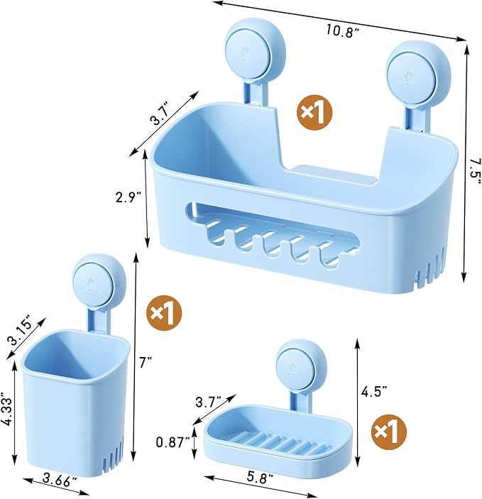 LEVERLOC Shower Caddy Suction Cup Set Shower Organizer & Soap Holder & - Image 4