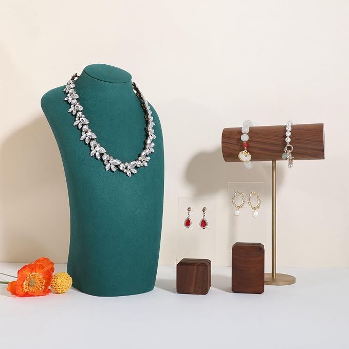 GemeShou Green necklace hanger jewelry organizer, Velvet jewelry stand necklace - Image 9