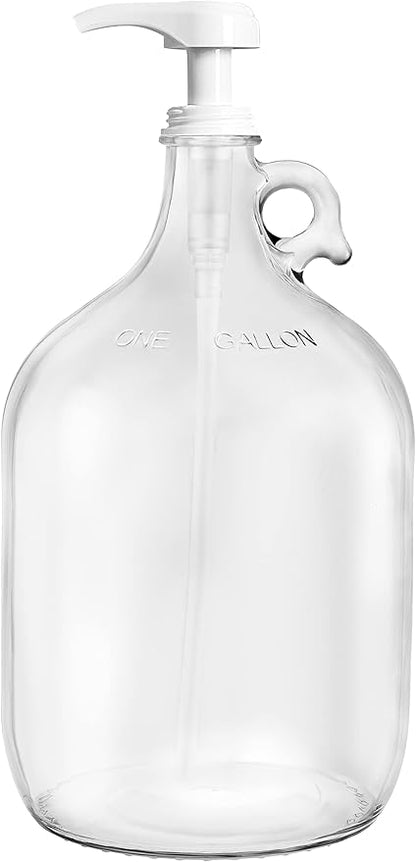 Gallon Glass Pump Dispenser Bottle, Large Jug Laundry Liquid Detergent Dispenser by KITCHENTOOLZ