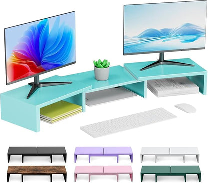 Dual Monitor Stand for Desk, Metal Computer Stand, Desk Shelf Riser, Desktop by OUTIOE