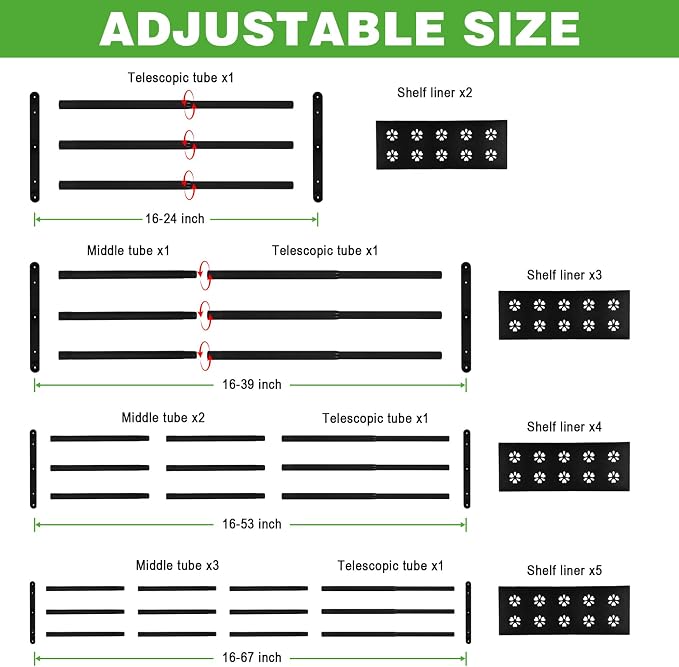 Expandable Closet Shelf, 16-53 Inches Metal Closet Rod Organizers and Storage - Image 7