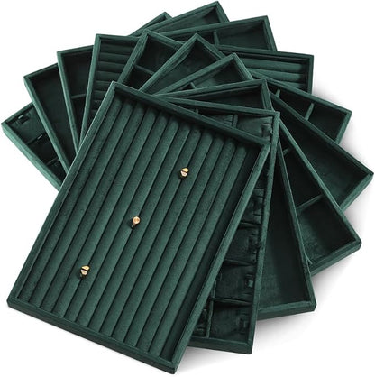 Velvet Ring Display Tray, Stackable Muilt Slot Rings Ear Stud Storage Tray - Image 6