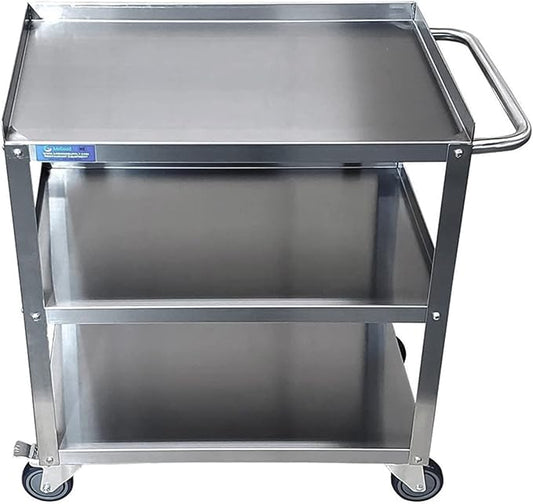 15 in. Wide X 24 in. Long X 33 in High | 3 Shelf Metal Utility Cart on Wheels by AmGood