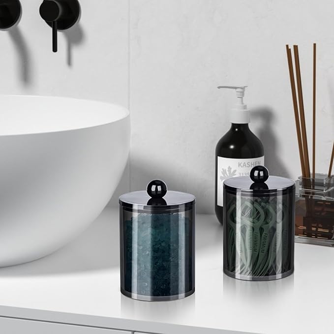 6 Pack Qtip Holder, Canister Apothecary Jar Set, Bathroom Jars - Image 6