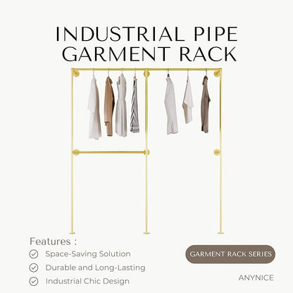 Industrial Pipe Clothing Rack, Heavy Duty Wall Mounted Clothes Rack, Retail - Image 2