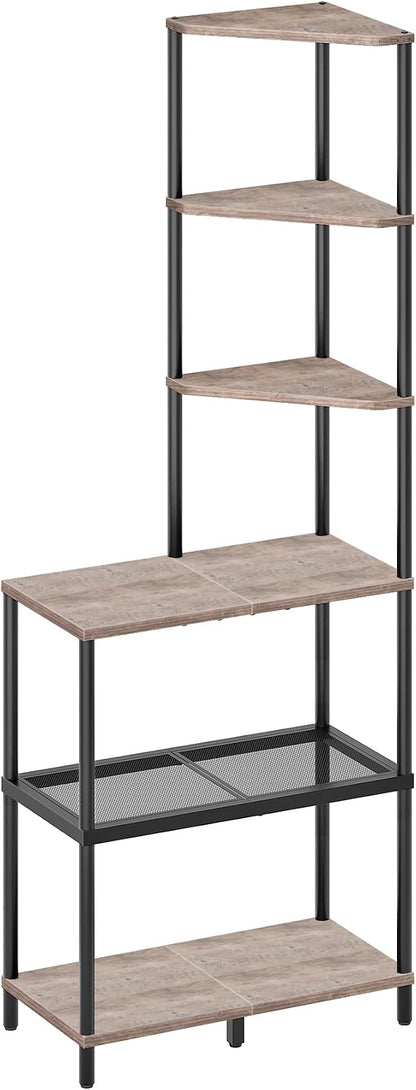 6-Tier Corner Shelf, Industrial Corner Bookshelf - Image 8