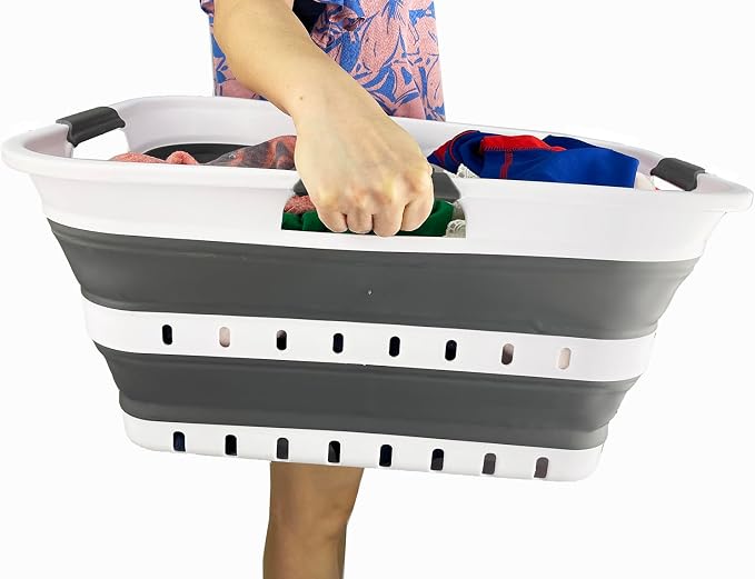SAMMART Collapsible Plastic Rectangular Laundry Basket - Image 6