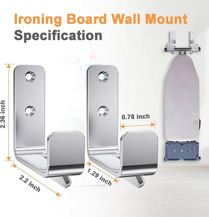 Ironing Board Holder Hanger Wall Mount, 304 Stainless Steel Ironing Board Hanger - Image 4