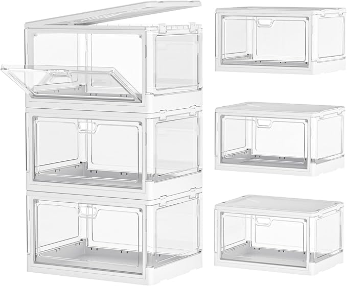 Clear Storage Bin with Lid 3 Pack 【Stackable & Sturdy】 Plastic Multifunctional by Kmiectse