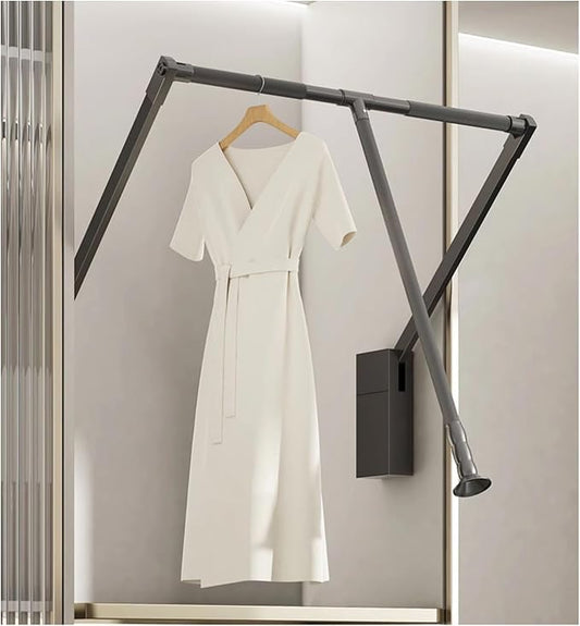 Pull Down Closet Rod for Hanging Clothes, Retractable Wardrobe Hanger for by PENGFEI