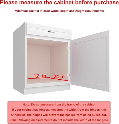 Wooden Pull out Cabinet Organizer 12" W x 21" D x 4.3" H, Heavy Duty Slide Out - Image 4