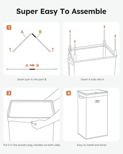 SOLEDI Laundry Hamper with Lid 100L Large & Tall Collapsible Laundry Basket - Image 9