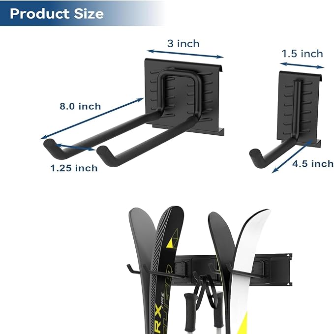 WALMANN Wall Mounted Ski Rack, Garage Ski Storage - Image 4