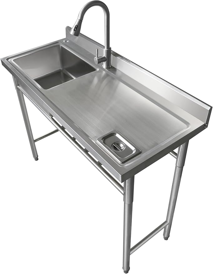 Qian Kun Free Standing 39.3 * 19.7 * 35.4 Left Single Bowl Outdoor Kitchen Sink by Unknown