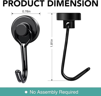 MIKEDE Magnetic Hooks, 40Lbs Heavy Duty Neodymium Magnet Hooks Black Magnets - Image 4
