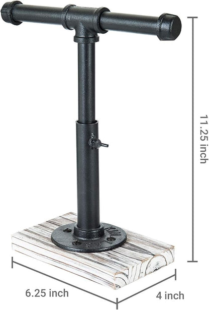 MyGift Industrial Pipe Black Metal T-Bar Adjustable Height Jewelry, Bracelet & - Image 3