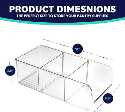 ELTOW 4-Pack Snack Organizer, 3-Compartment Plastic Bins - Image 4