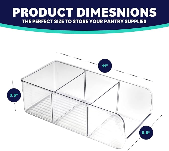 ELTOW 6-Pack Snack Organizer, 3-Compartment Plastic Bins - Image 6