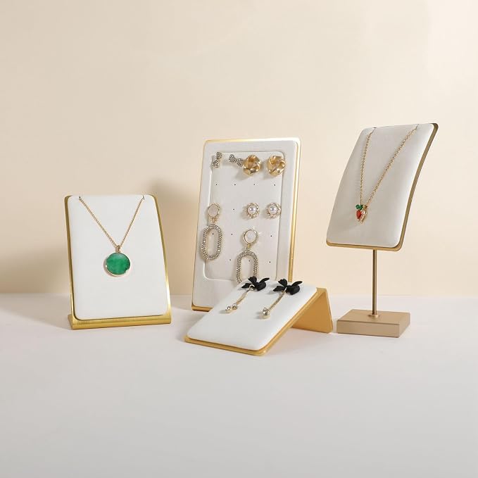 GemeShou White Necklace display stand, Velvet Jewelry necklace display holder - Image 2