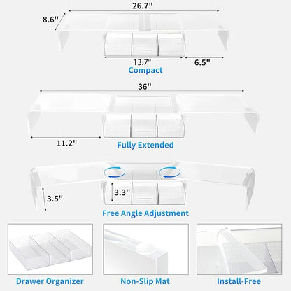 OPNICE Clear Acrylic Desk Organizers and Accessories, Dual Monitor Stand Riser - Image 7