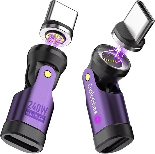 Magnetic USB C 90 Degree Adapter 240W, Can Be Type-C Cord Into Right Angle by EndlesShine