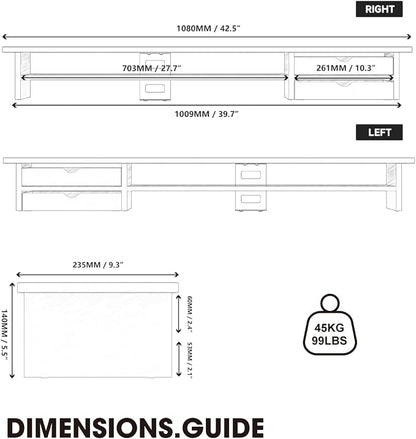 Fenge Monitor Stand, Dual Monitor Riser, 42.5inch Large Desk Computer Monitor - Image 5